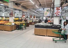 An overall view of the fruit and vegetable department.